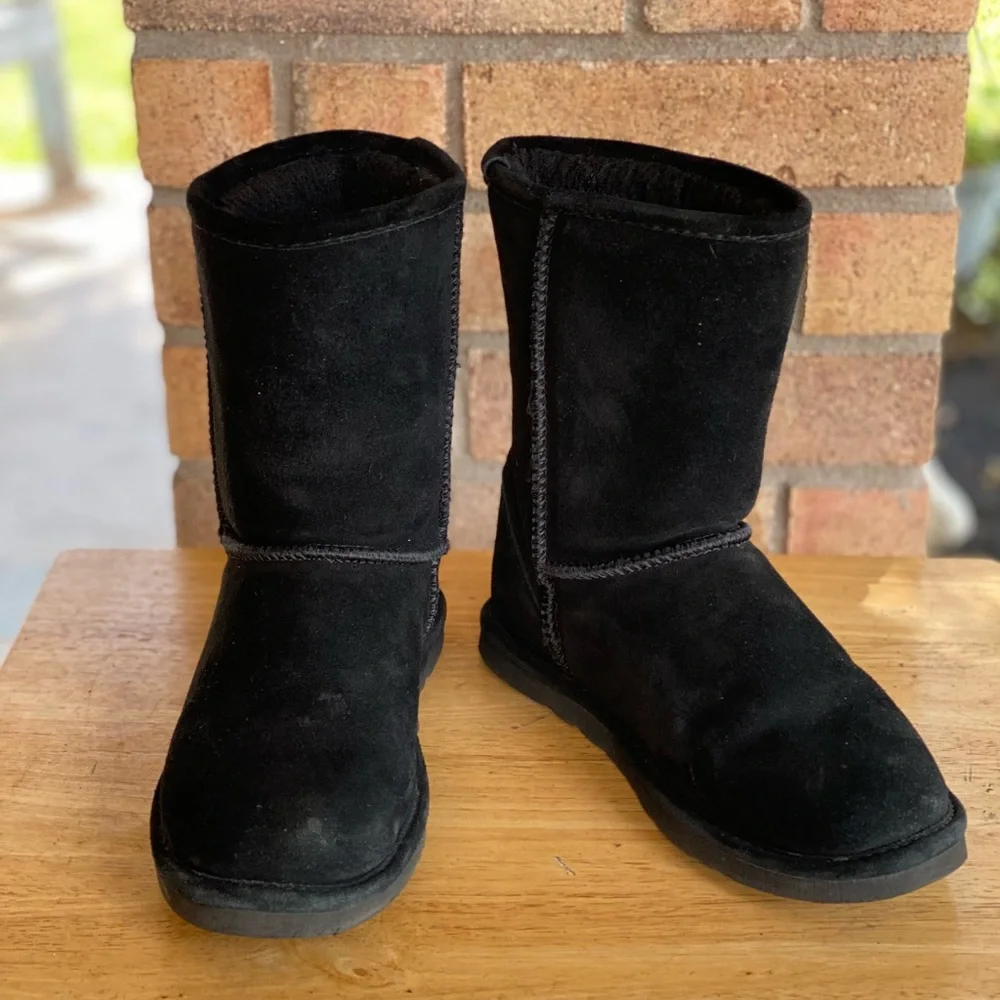 BearPaw Black Dorado II Suede Leather Sherpa Lined Boots Size 8